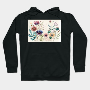 Floral Garden Botanical Print with wild flowers Hoodie